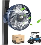 10L0L Magnetic Golf Cart Fan, 3-Speed Portable Cooling Fan, 56Hrs Runtime 8000mAh Battery with LE...