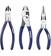 WORKPRO Pliers Set, 3-Piece Professional Pliers Tool Kit – 6" Needle Nose Plier, 6" Slip Joint Pl...