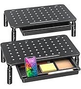 Zimilar 2 Pack Monitor Stand Riser with Drawer - 3 Height Adjustable Monitor Stand with Unique St...