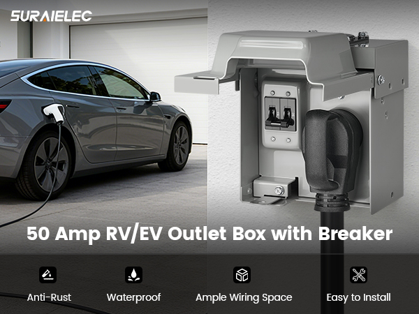 50 amp RV Outlet Box with Breaker