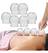 Healifty 6Pcs Cupping Therapy Sets: Glass Fire Thick Glass Cupping Set Chinese Acupoint Vacuum Cu...