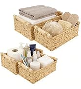 4PCS Toilet Paper Basket Decorative Woven Basket with Wood Handle Multipurpose Toilet Paper Bin f...