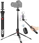 KraftGeek 60" Vlogging Tripod for Phone and Camera, Tripod Stand for iPhone and Android with 3 Co...