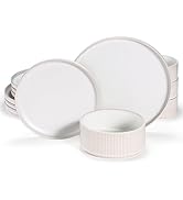 Ceramic Dinnerware Set, by Vase and Vessel, 12-Piece Service for 4, 9.8” Dinner Plates, 8” Salad ...