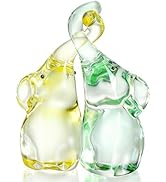 H&amp;D HYALINE &amp; DORA 4" H 2 Pcs Yellow &amp; Green Art Glass Elephants Figurines Crystal Animals Figuri...
