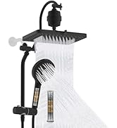 Hibbent 5-spray Filtered Rainfall Shower Head Combo, High Pressure 13'' Showerhead with 10 Spray ...