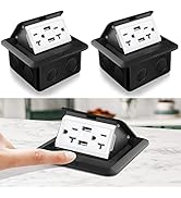 Hoolerry 2 Pack Pop up Floor Outlet Kit Waterproof Electrical Outlet Cover Box with 4.8A USB Char...