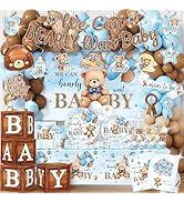 Blue Bear Baby Shower Decorations for Boy, All-in-1 Bear Party Decorations with Balloon Arch Kit ...