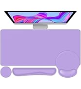 Mouse Pad Desk Pad Protector, Keyboard Wrist Rest + Mouse Pad Wrist Rest +Coaster, Large Gaming M...