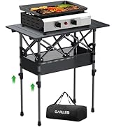 GARLLEN Folding Camping Table, Portable Roll-up Picnic Table with 2 Adjustable Height, Lightweigh...