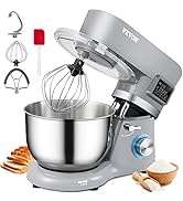 VEVOR Stand Mixer, 660W Electric Dough Mixer with 6 Speeds LCD Screen Timing, Tilt-Head Food Mixe...