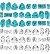 PH PandaHall 120PCS Synthetic Turquoise 5 Shapes Blue White Cabochon Tile Dome Triangle Oval Colu...
