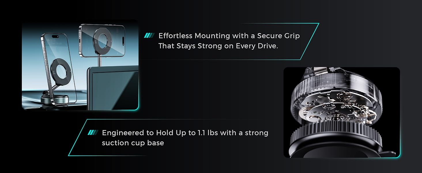 Carmount Clutch X One rotating magsafe phone mount for car dashboard suction cup hold for smartphone