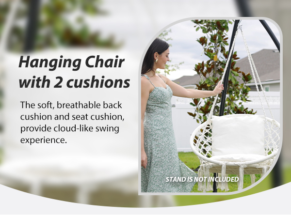 JoyView Macrame Hanging Swing Chair-2
