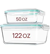 Vtopmart 122oz+50oz Large Glass Food Storage Containers with Airtight Lids, Big Glass Containers ...