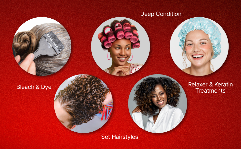 Bleach &amp; Dye, Deep Condition, Set Hairstyles, Relaxer &amp; Keratin Treatments