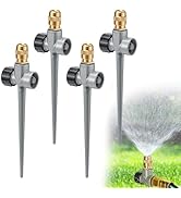 4 Pack Metal Lawn Sprinklers for Yard - 360° Coverage Water Sprinklers, Adjustable Brass Nozzle w...