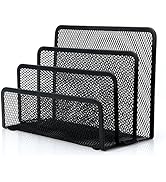 Anumit Desk Mail Organizer, File Holder Letter Sorter with 3 Vertical Upright Metal Mesh Compartm...