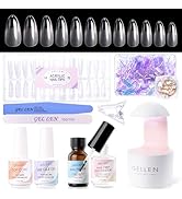 Gellen Gel Tips Nail Extension Kit, Gel Nail Kit with 240Pcs Almond Tips, 3 in 1 UV Glue for Nail...