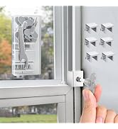 [6 Sets] Sliding Window Lock with Key Aluminum Alloy Adjustable Security Lock (Silver) Single Hol...