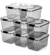 Elsjoy Set of 8 Plastic Storage Bins with Lid &amp; Handle, 5.5 Quart Clear Storage Container Lidded ...
