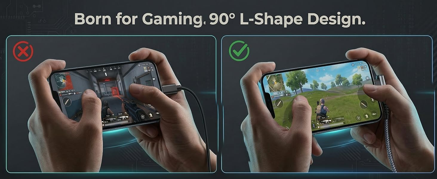 0° L-Shape for seamless gaming! Ergonomic grip ensures precise control and zero hand fatigue.