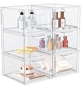 SpaceHacks 6 Pack Stackable Makeup Organizer and Storage, Acrylic Organizers,Clear Plastic Storag...