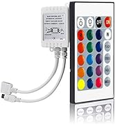 SUPERNIGHT RGB LED Strip Light Remote Controller, 24 Key IR Remote Dimmer for 12V 5050 3528 RGB L...
