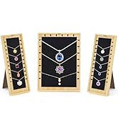 TIPSYTREE 3PCS Necklace Display Stand Set for Vendors, Jewelry Stores &amp; Craft Fairs, Wooden Frame...