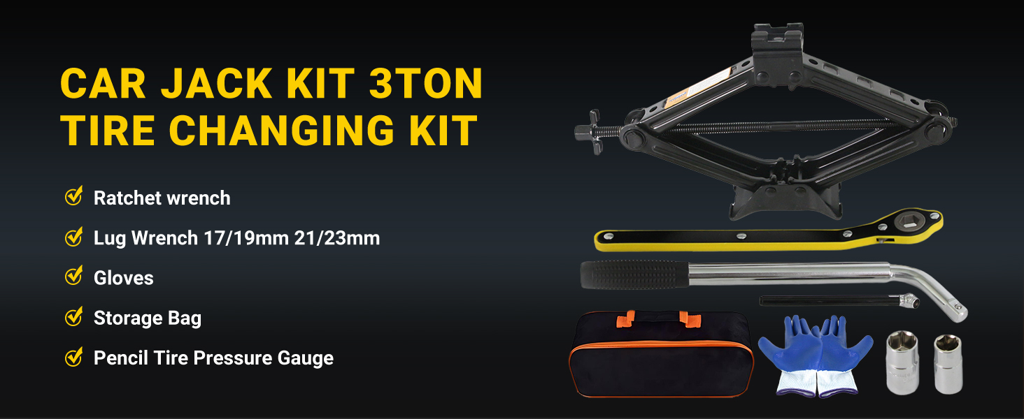 CAR JACK KIT 3 TON TIRE CHANGING KIT