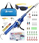 RUNCL Kids Fishing Pole - Portable Folding Fishing Rod and Reel Combo Kit with Spincast Fishing R...