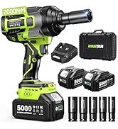Robustrue Cordless Impact Wrench,1475Ft-lbs (2000N.m) 1/2 High Torque Brushless Impact Gun, 18V P...