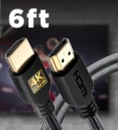 PowerBear 4K HDMI Cable 6 ft [2 Pack] High Speed, Braided Nylon &amp; Gold Connectors, 4K @ 60Hz, Ult...
