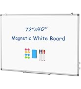 WALGLASS Large Dry Erase White Board for Wall, 72'' x 40'' Double-Sided Magnetic Whiteboard with ...