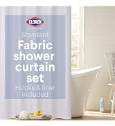 Clorox Bathroom Shower Curtain with Waterproof Lightweight PEVA Liner Set, Standard Size for Bath...