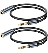 JSADZKJ 1/4 inch TRS Cable 6.35MM Male to 6.35MM Female Jack Stereo Audio Cable Gold-Plated Quart...