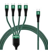 SIQIWO USB C to Multi Charging Cable, [3A 4ft 2 Pack] Braided Type C to 4 in 1 Charger Cord with ...