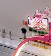 Yokilly Half Moon Light for Nail Desk: 29" Foldable Half Moon Desk Lamp with Phone Holder for Beg...