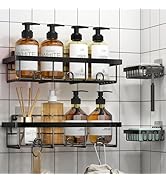 YAWSOUP 4 Pack Shower Caddy Organizer, Stainless Steel Shower Shelf with Hooks, Adhesive Bathroom...