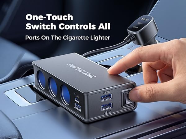 One-Touch Switch Controls All Ports On The Cigarette Lighter