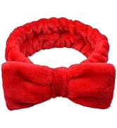 Jowxsx Red Makeup Headband,Cute Hair Band For Washing Face,Spa,Skincare,Color High Elasticity Bow...