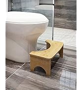 Bamboo Toilet Stool for Adults, 6.5" Poop Stool, Bathroom Toilet Poop Stool with Non-Slip Mat for...