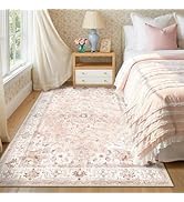 CAPALOCA Machine Washable Rugs Nursery Rug 4x6 Cute Girl Non Slip Low Pile Water Repellent Soft P...