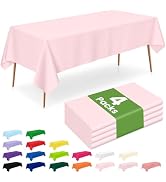 LANLISA 4 Pack Pink Plastic Tablecloth, 54 x 108 Inch Rectangle Table Cloth Disposable, Valentine...