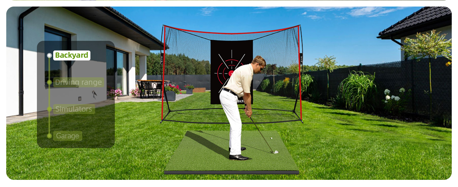 golf mats practice outdoor backyard with family friends