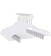 Quality Plastic Non Velvet Non-Flocked Thin Compact Coat Hangers with Metal Clips for Skirts Pant...