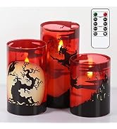 DRomance Witch Glass Flameless Candles with Remote and Timer, Battery Operated Realistic 3D Wick ...