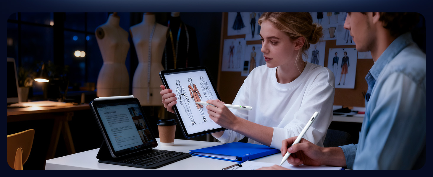 Official Business Taking meeting minutes on tablets highlighting of key points