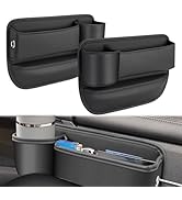 JINRUITOP Car Seat Gap Filler Organizer with Cup Holder, 2 Pack Adjustable Leather Car Side Seat ...