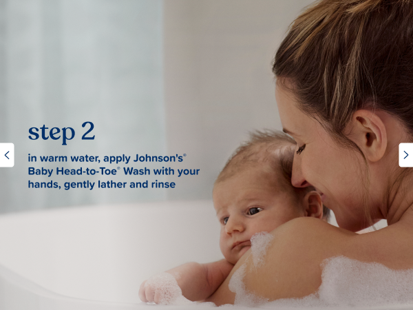 apply johnsons baby wash with hands, lather and rinse